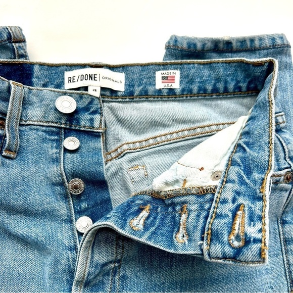RE/DONE ORIGINALS High Rise Stretch Skinny Jeans Light Wash Button Fly Size 26 - Picture 9 of 12